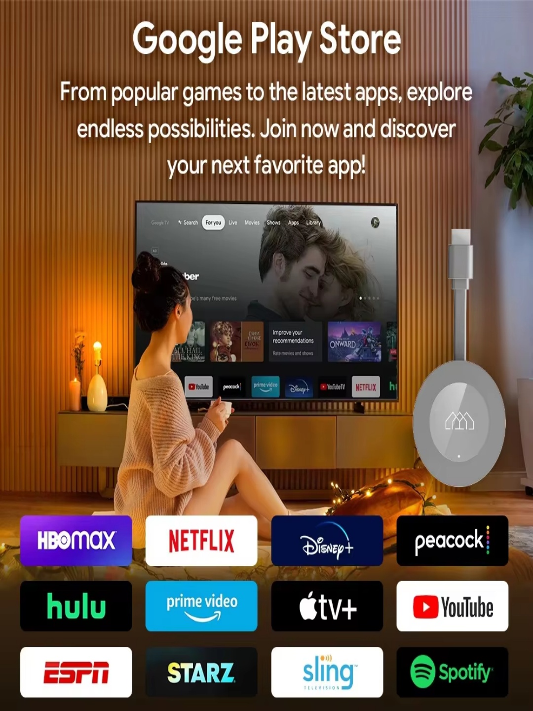 4K for Google TV Stick Certified GD2 Homatics Dongle G 32GB HAKO PRO 2GB RAM Amlogic Processor Core WiFi Connectivity
