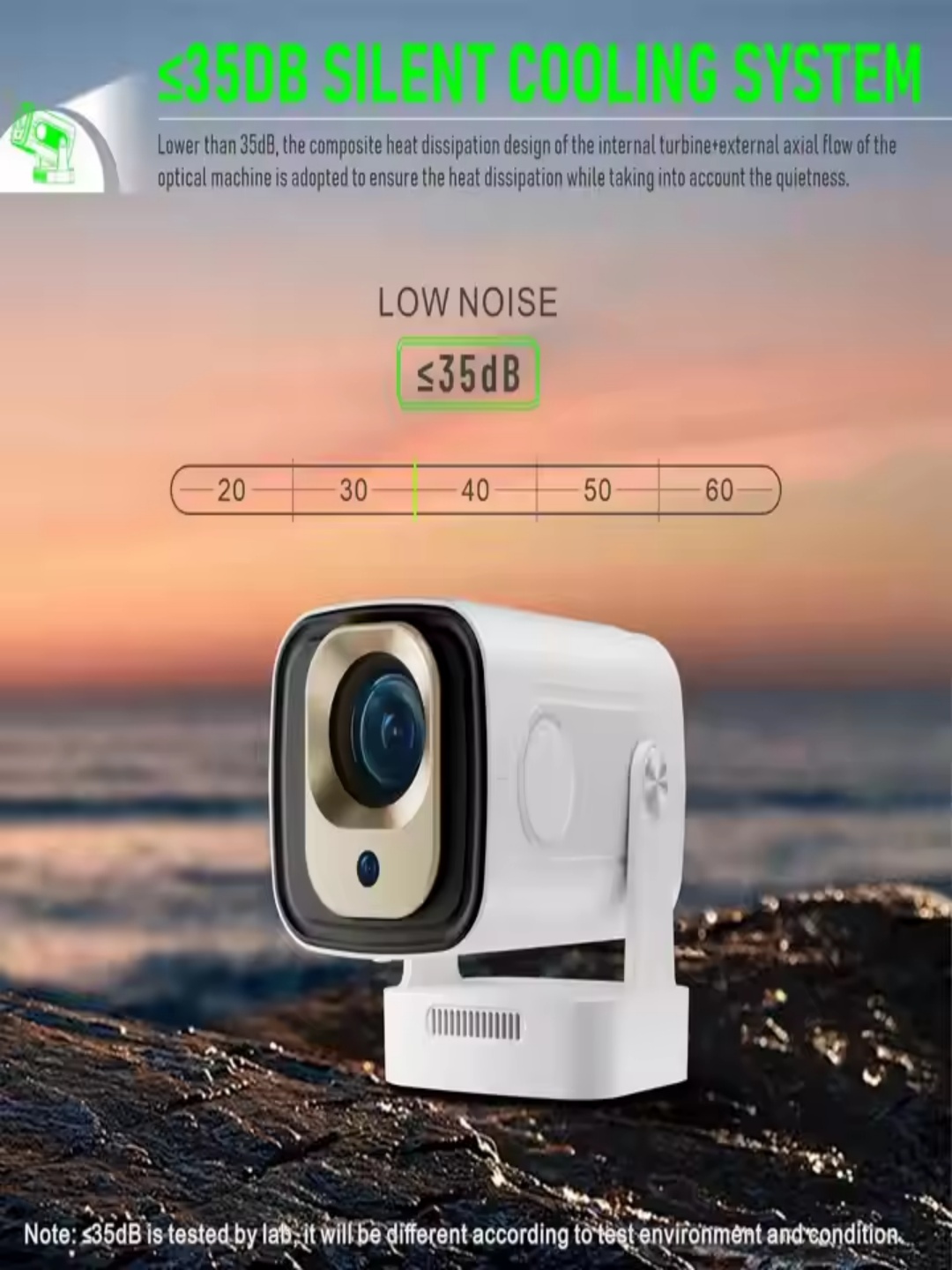 Paihao HY260 ProMini Portable HD Projector 1080P Resolution Built Bracket 360 Degree Rotating LED Video Auto Keystone