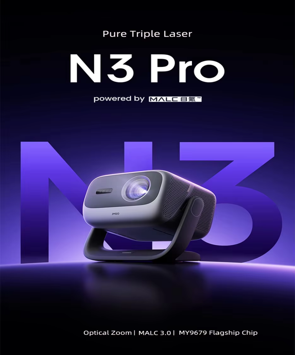 JMGO N3 Pro MALC 3.0 Laser Video Projector 4K 3000 CVIA Smart Home Theater Projector with AI-PQ AI-H