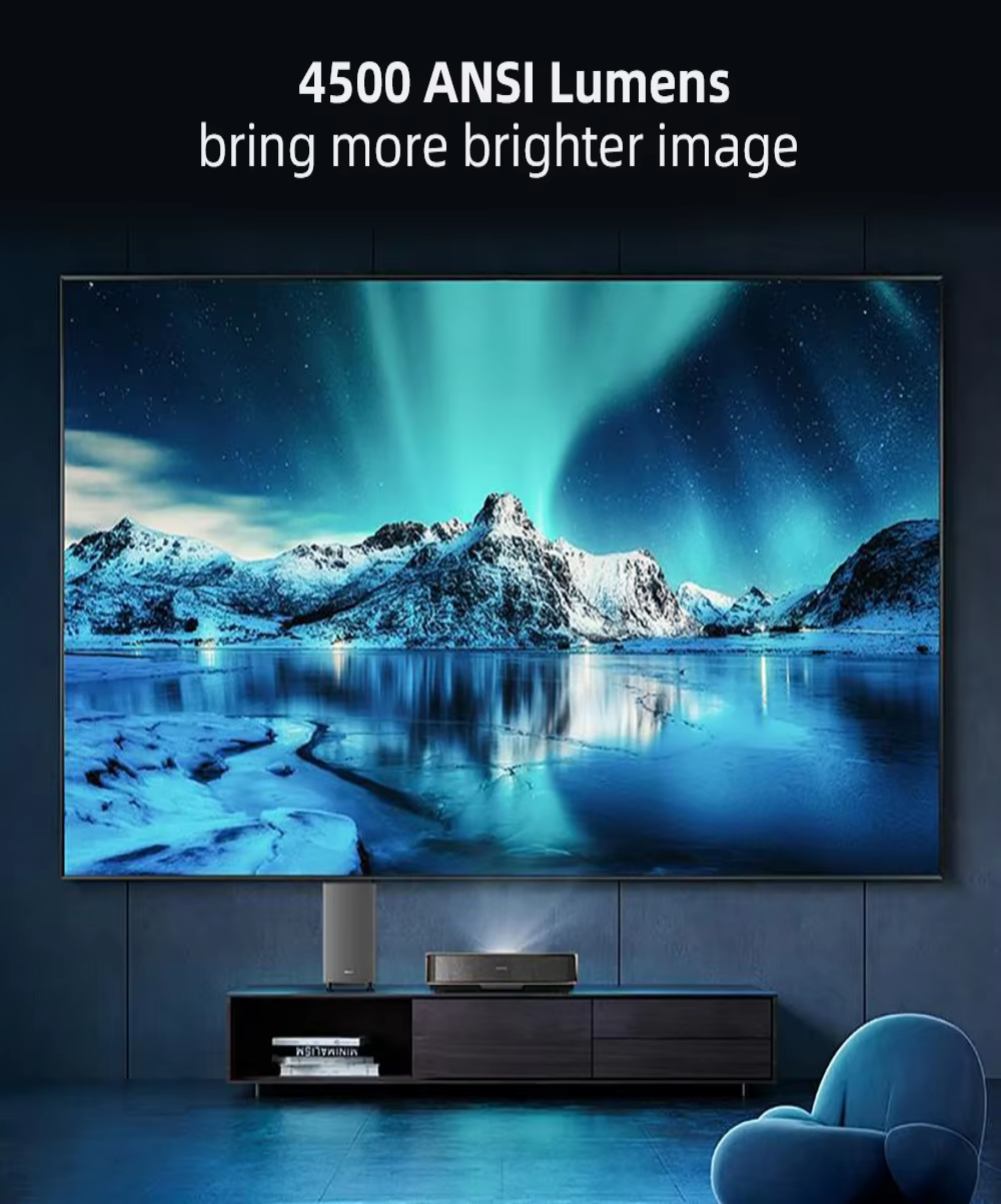 Hisense S1 Pro Projector ,TV with Fresnel Screen DTS/Doby Sound 4K Triple RGB Laser Fixed Lens Ultra Short Throw UST Projectors