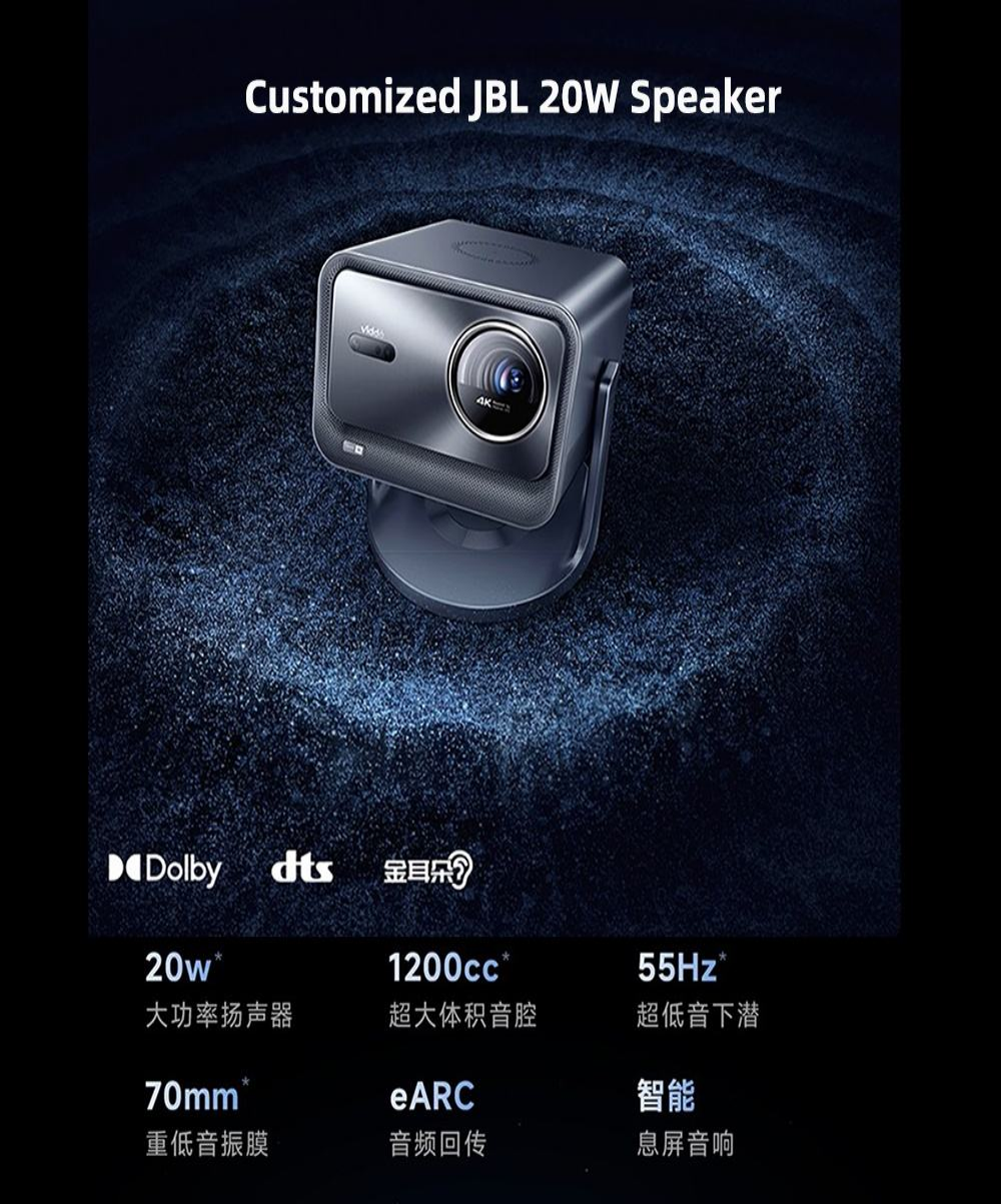 Hisense Vidda C2 Pro Triple Laser 4K UHD Projector, Full Color RGB Projector with Full Auto 240 HZ 1.67X Zoom 3D Video Projector