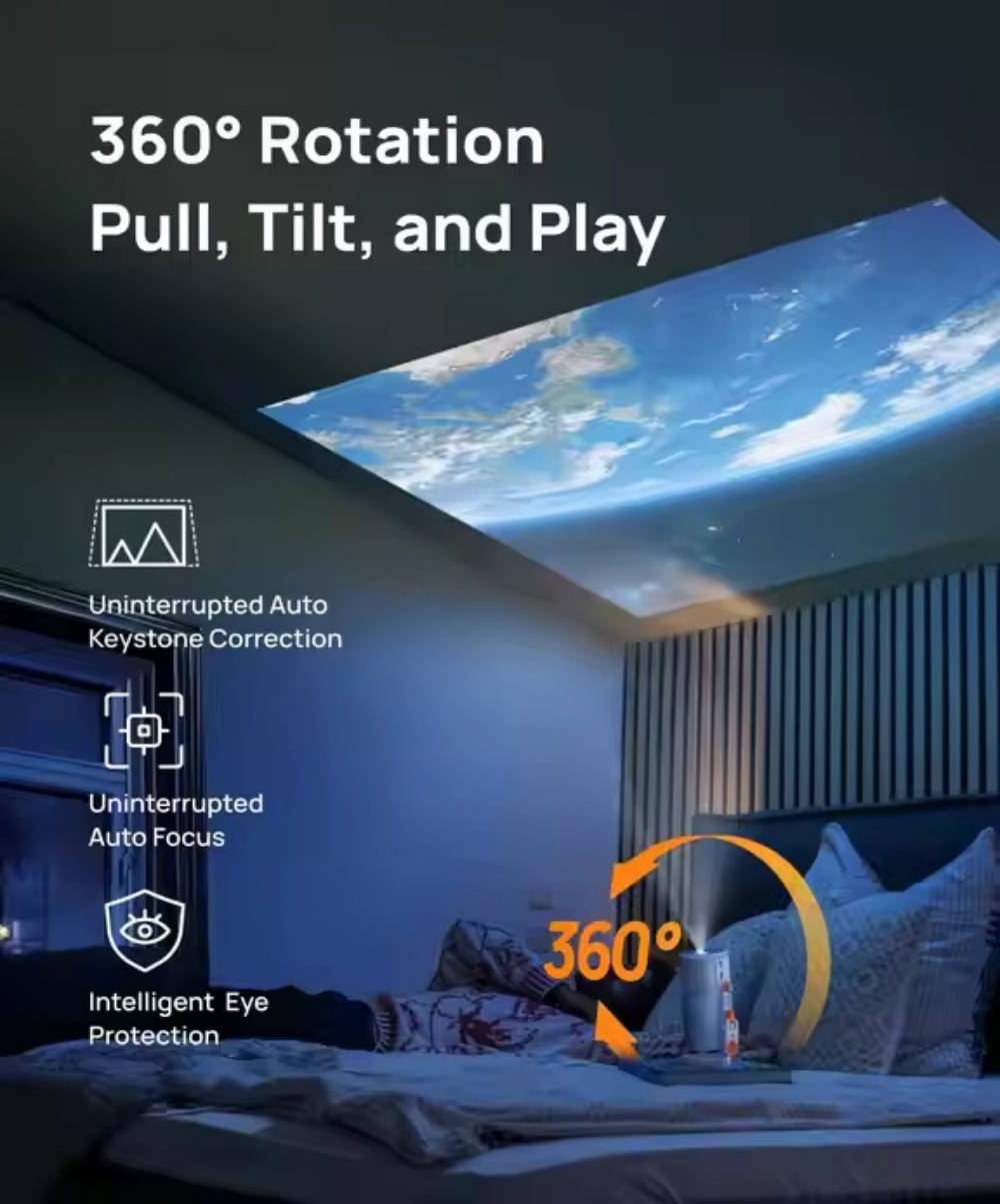 2025 XGIMI MoGo 4 NEW Portable Projector with GTV 360° Adjustable Stand, 2.5 Hours Playtime, Dual 6W Speaker Outdoor Projector