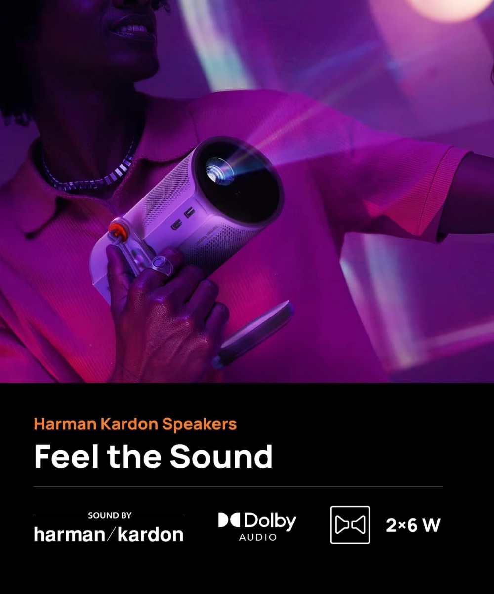 2025 XGIMI MoGo 4 NEW Portable Projector with GTV 360° Adjustable Stand, 2.5 Hours Playtime, Dual 6W Speaker Outdoor Projector