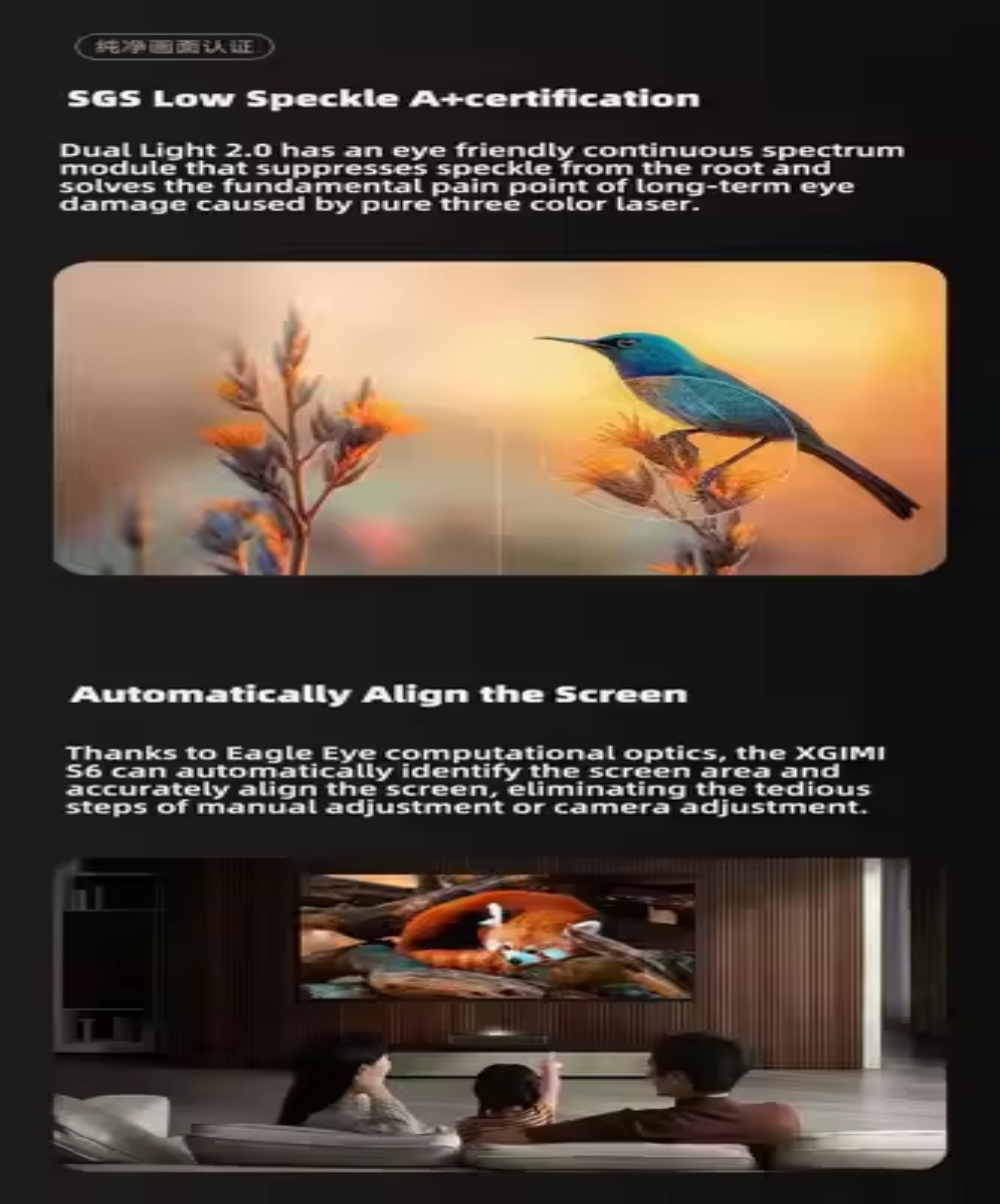 Xgimi S6 Home Theater Projector, 4K Native UHD GMUI 6.0 OS 3D Movie Projector with IMAX Enhanced 80W High Power Speaker Beamer