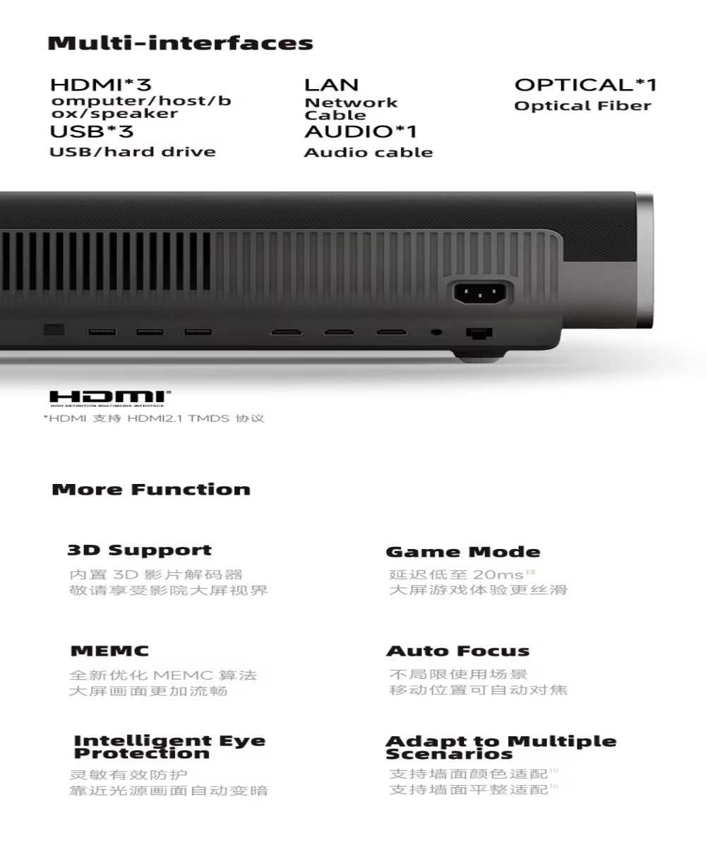 Xgimi S6 Home Theater Projector, 4K Native UHD GMUI 6.0 OS 3D Movie Projector with IMAX Enhanced 80W High Power Speaker Beamer