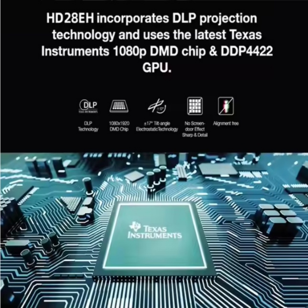 Optoma HD28EH DLP Video Projector, High Brightness 4000 Lumens Home Cinema Proyector with 1080P Full HD 4K HDR 3D Beamer