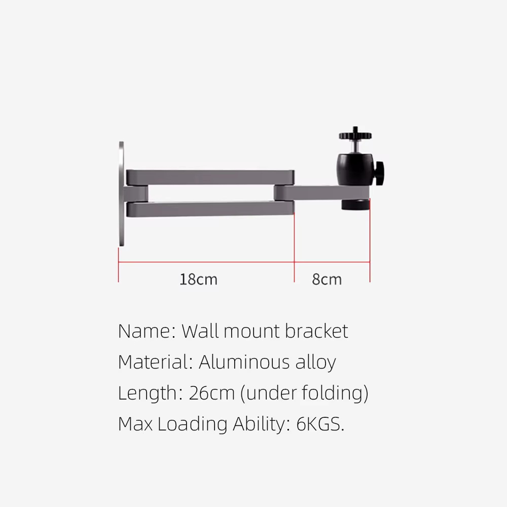 Universal Projector Wall Mount Bracket with 2 Folding Arm 26cm Adjustable Length for XGIMI JMGO BENQ ePson Projectors and Camera