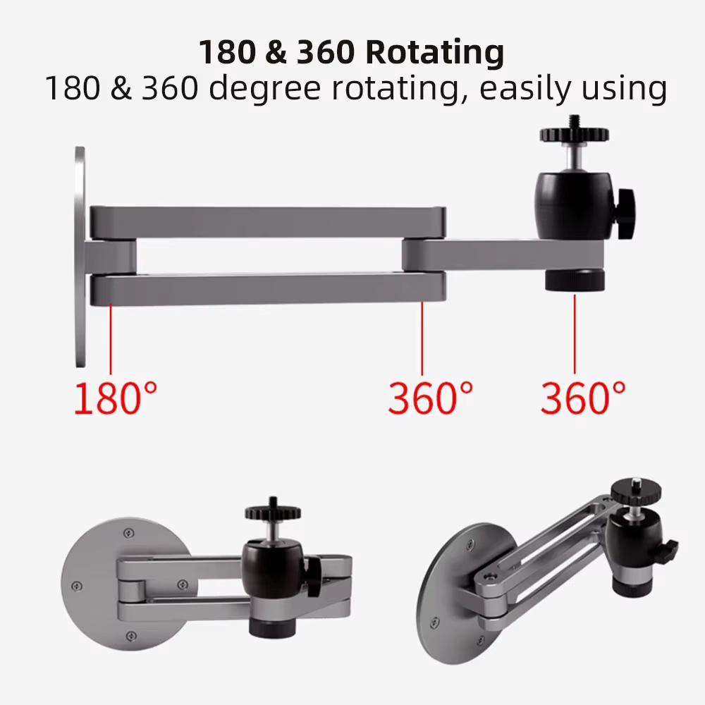 Universal Projector Wall Mount Bracket with 2 Folding Arm 26cm Adjustable Length for XGIMI JMGO BENQ ePson Projectors and Camera