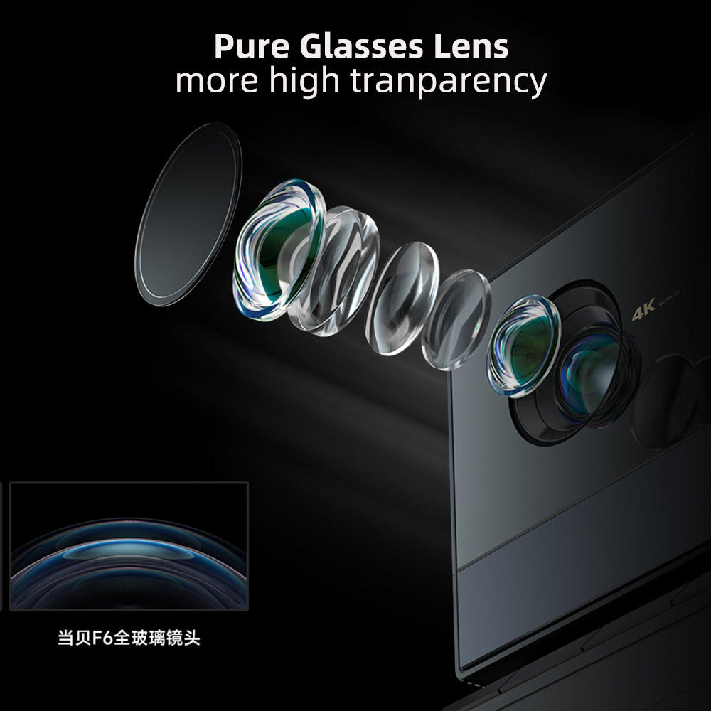 Dangbei F6 4K Native Projector, 8K Decoding Support Full RGB 4 LED 4000 Ansi Lumens Overhead Android USB WIFI Video Projector