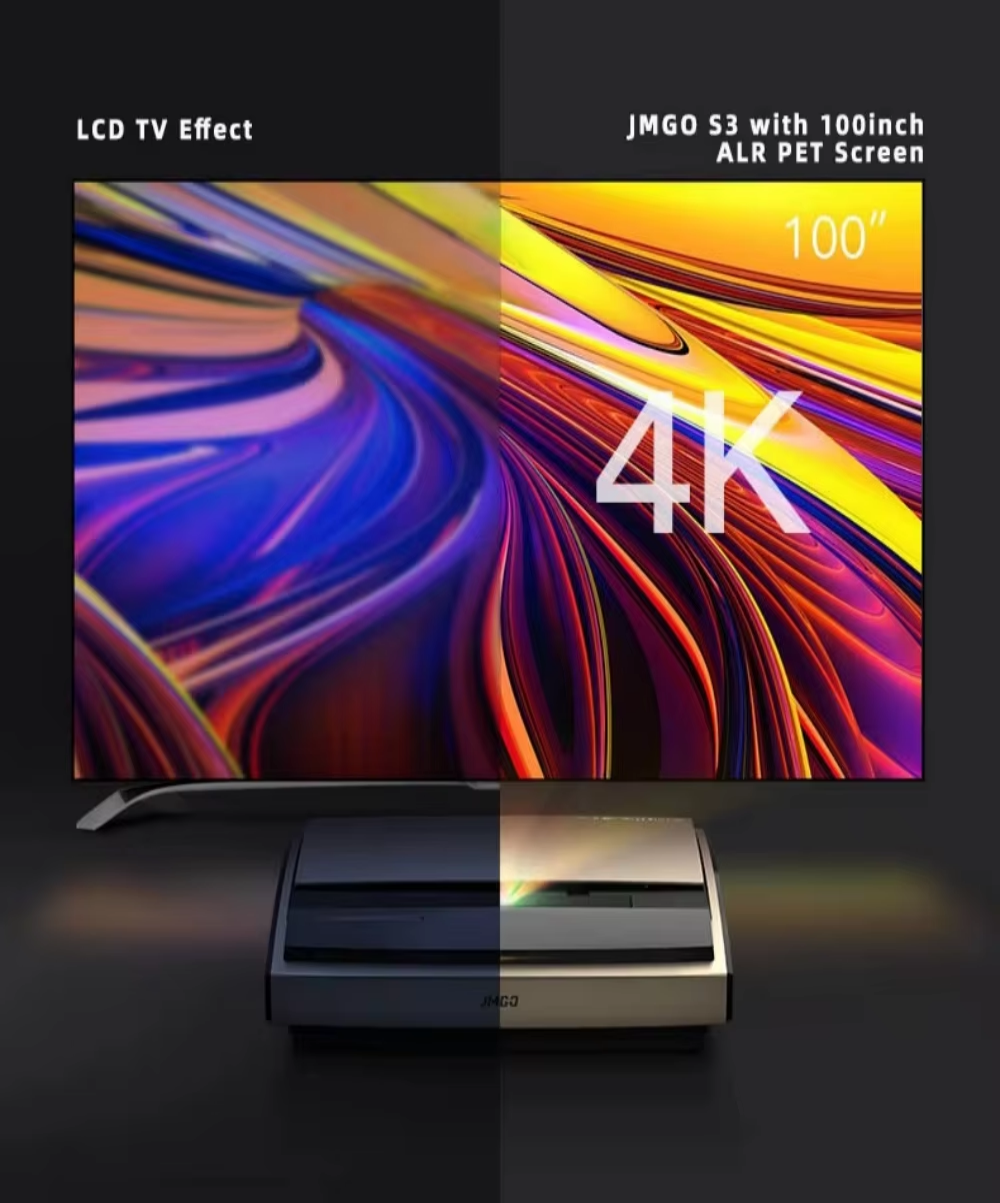 JmGO S3 4K DLP Lazer Projector Home Theater with Android WiFi Beam Speaker New Release Versatile 4K 