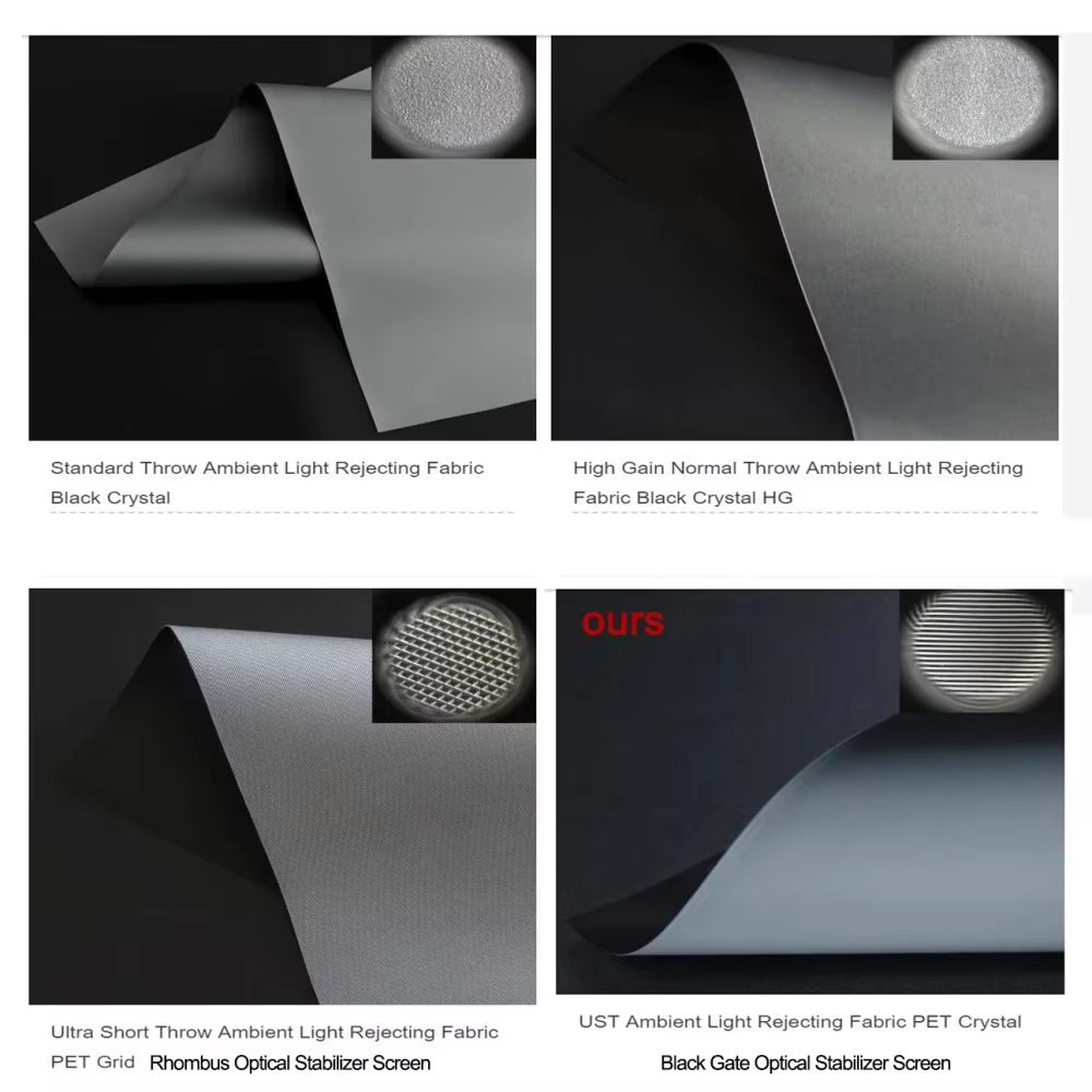 Paihao Home Cinema 4K Projector Screen Electric 72-150 Inch Tension PET Crystal UST ALR Laser 3D Style Motorized Floor 16:9