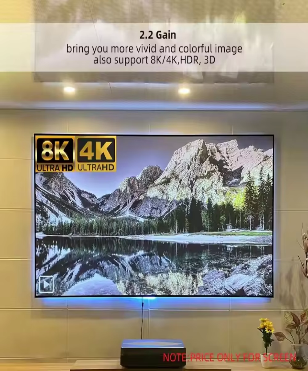 Paihao Fresnel Ceiling Hanging Daylight Screen 4K Resolution 3D Anti-Light UST Home Theater Projecto