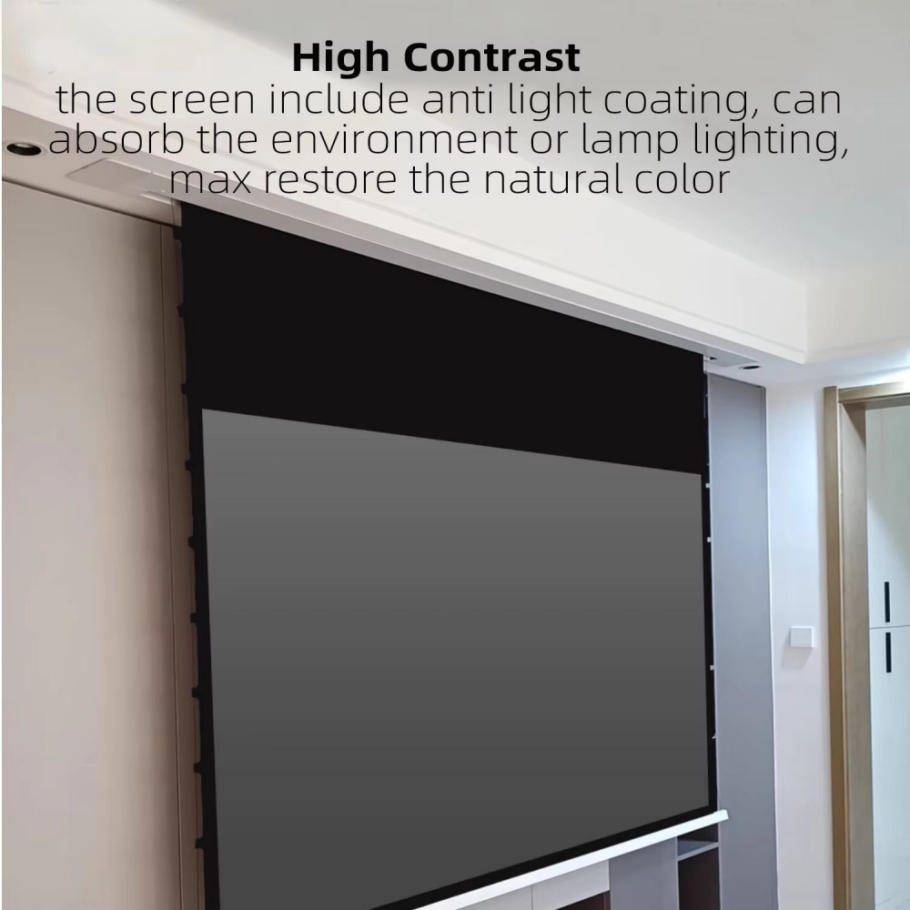 Paihao High Quality Motorized ARL PET Retractable Projector Screen 4K HD CLR Wall-Mounted for Home Use Meeting 16:9 Format
