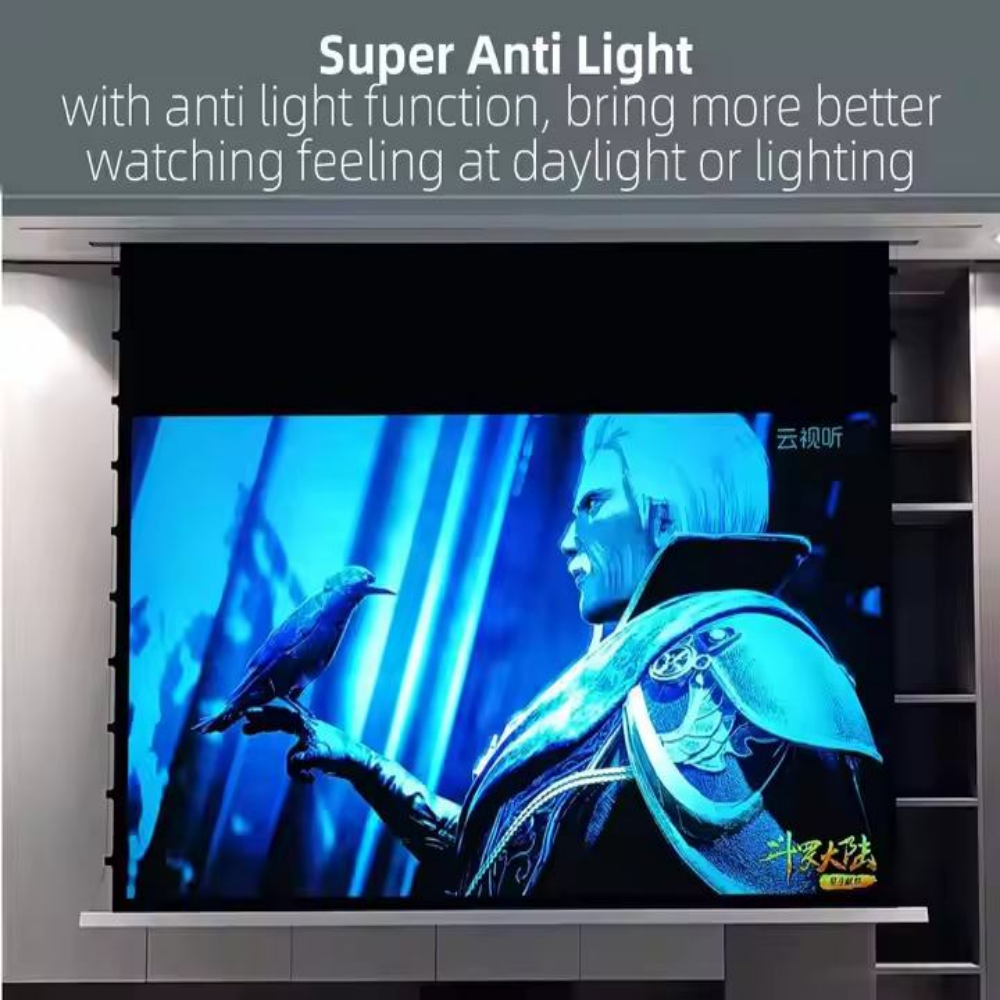 Paihao High Quality Motorized ARL PET Retractable Projector Screen 4K HD CLR Wall-Mounted for Home Use Meeting 16:9 Format