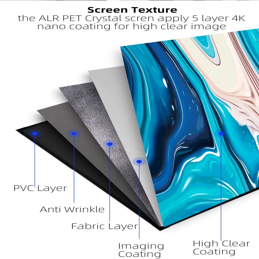 Paihao High Quality Motorized ARL PET Retractable Projector Screen 4K HD CLR Wall-Mounted for Home Use Meeting 16:9 Format