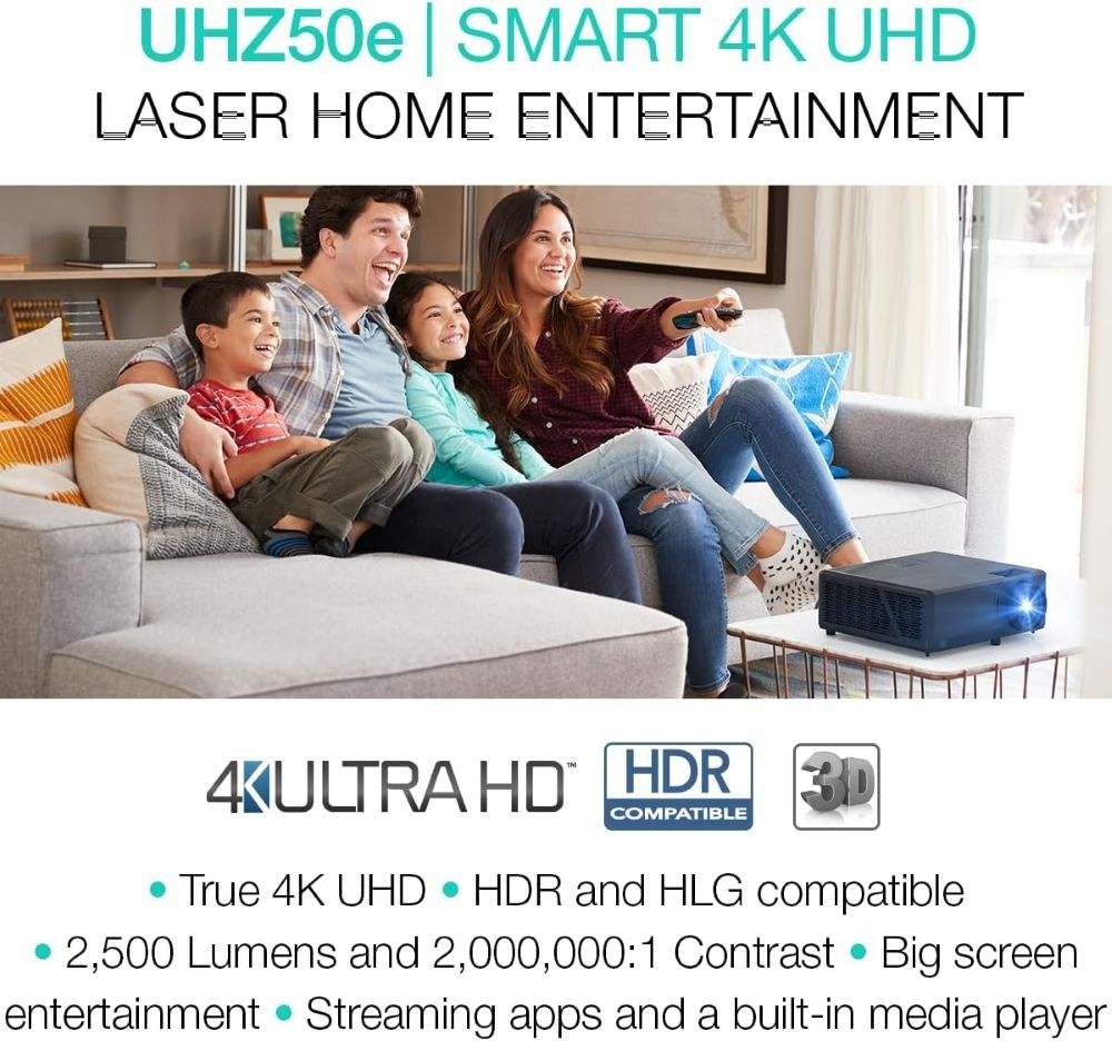 Optoma UHZ50e/UHZ55 4K UHD Projector with Enhanced Gaming Mode 4ms Input Lag - HDR and HLG Input, 2500 Lumens Brightness