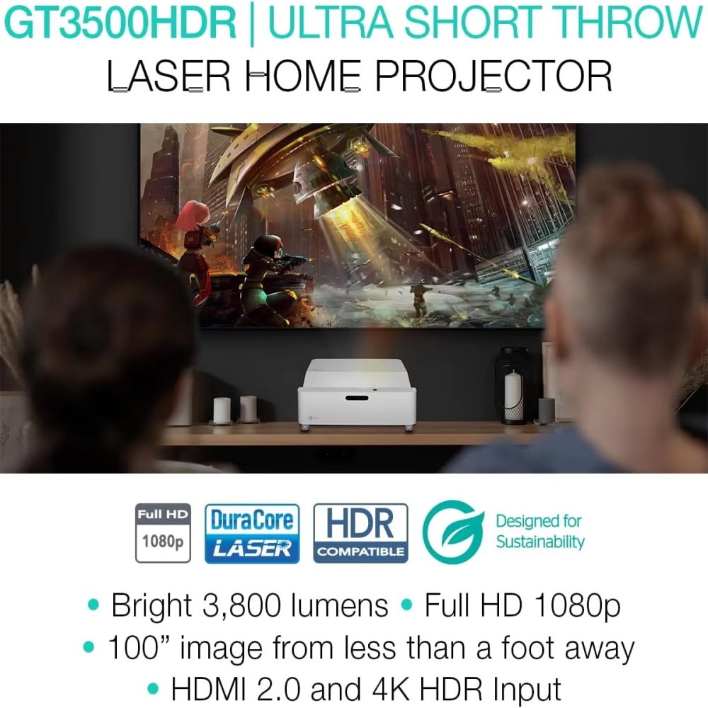 Paihao Optoma GT3500HDR 1080p Home Laser Projector, GT4000UHD 4K UHD Ultra-Short Throw Laser HDR Beamer Low Lag for Gaming