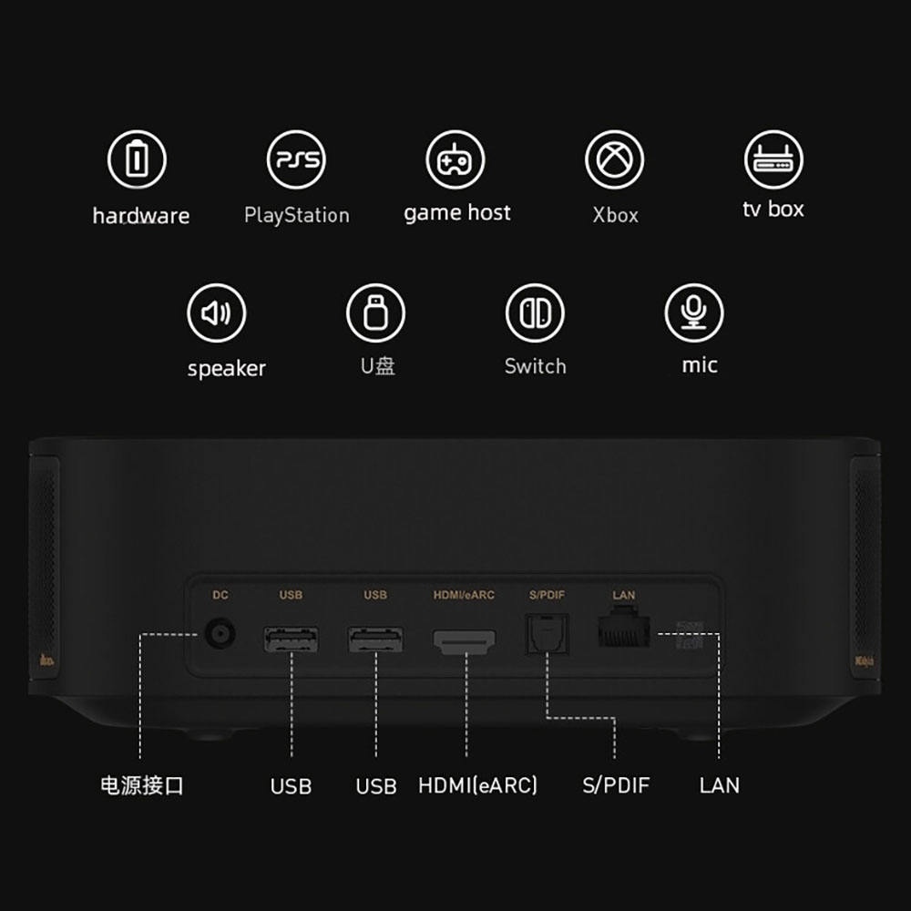 Dangbei U1 Ultra Short ALPD Laser Projector, Auto Focus 1080P Native 3GB 32GB 1000Ansi Lumens Smart Home Video Beamer Projector