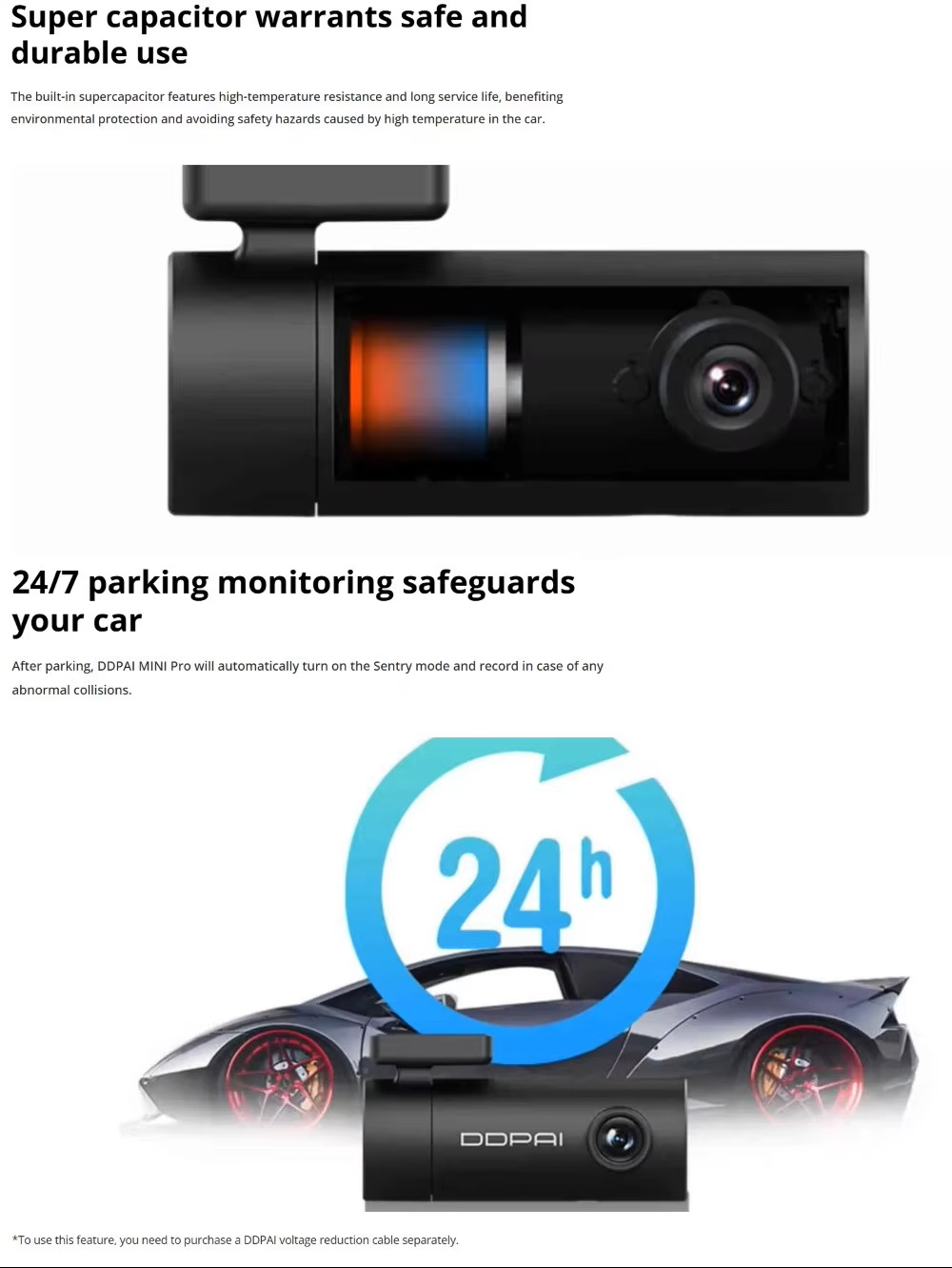 DDPAI Mini Pro 330-Degree Rotatable Lens Dash Cam Emergency Lock 1296p UHD Resolution Video Recorder Night Vision MicroSD