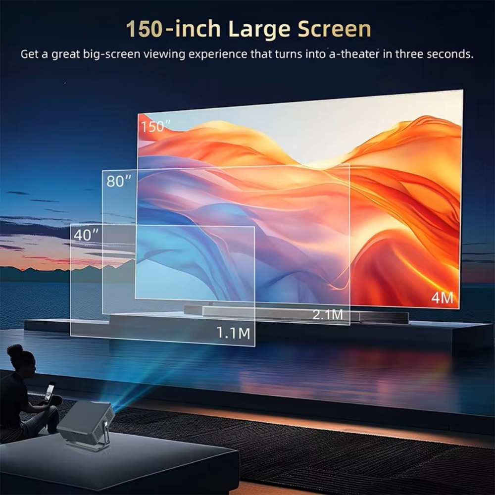 Paihao T7 Native 1080P Android 13 Smart LCD Projector, 300 ANSI Auto Focus Keystone Correction Home Theater Video Projector
