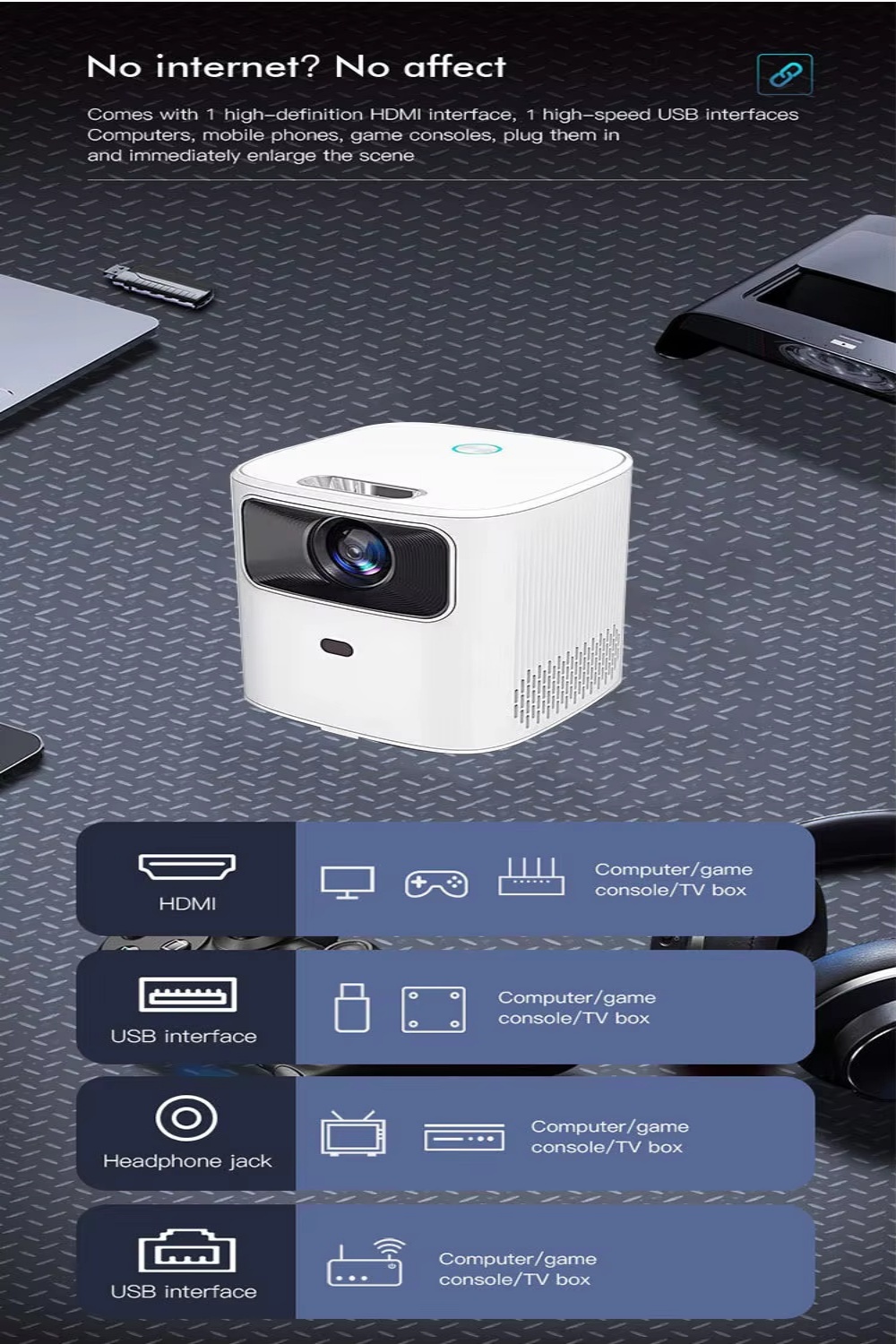 T8 Mini Android TV 9.0 Smart Projector, 2.4/5G WiFi Bluetooth 5.0 720P Native 200 ANSI with Electric Focus Portable Home Cinema