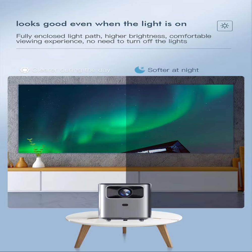 T8 Mini Android TV 9.0 Smart Projector, 2.4/5G WiFi Bluetooth 5.0 720P Native 200 ANSI with Electric Focus Portable Home Cinema