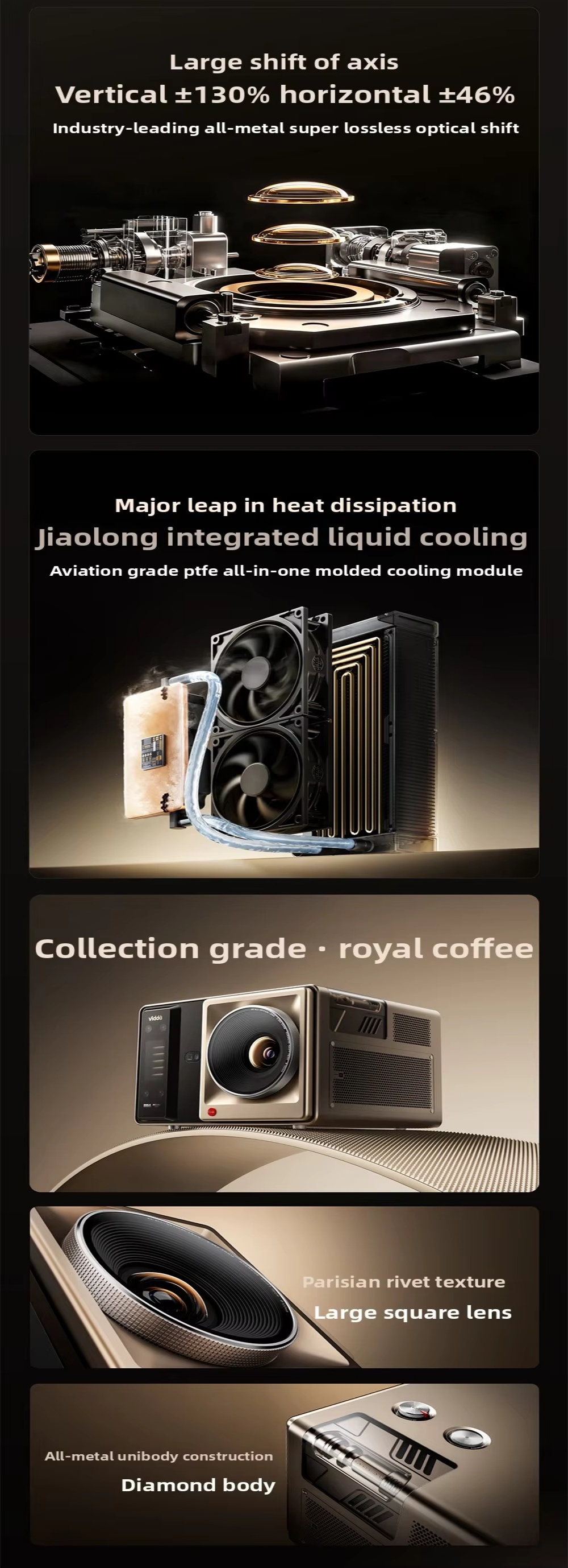 Vidda C5 Unbound 4K Smart Projector 6800 ANSI Lumens Hubble Cinema Lens AI Color Adjustment Built-in HIFI Stereo Speakers Short