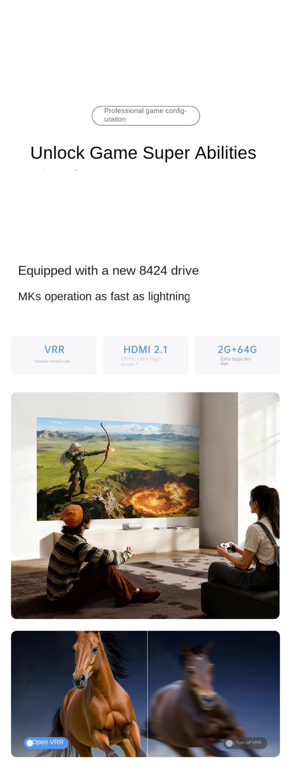 JMGO O3 1080P Ultra Short Throw DLP Projector1050 Lumens 2G+64G VRR HD 2.1 Smart Auto Correction Home/Gaming Smart Projector